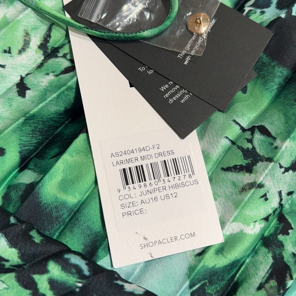 Acler Larimer Dress Green Floral Printed Gown Anthropologie Size 12 Large - Picture 6 of 8